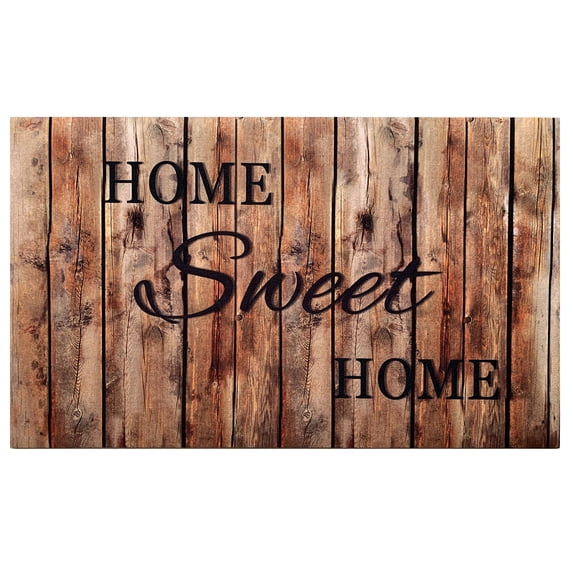PowerSellerUSA Decorative Outdoor/Indoor Entrance Door Mat Rug, 2' x 3' Low-Profile Entryway Welcome Mat with Rubber Backing and Recycled Materials, 18" W X 30" L, Rectangle, Home Wood Planks