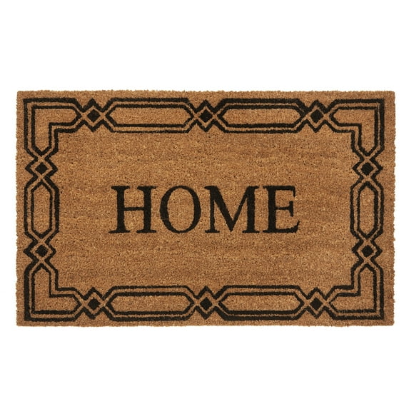 PowerSellerUSA Decorative Printed Entrance Outdoor/Indoor Door Mat, Eco-Friendly 100% Natural Coconut Husk Fibers, 15mm Thick & Durable for Superior Longevity, 18" W X 30" L, Rectangle, Home Geometric