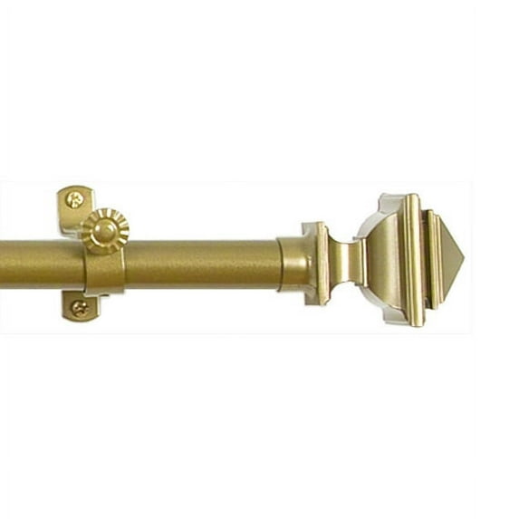 PowerSellerUSA Decorative Telescopic Metal Curtain Rod, 28 to 48 Inches Contemporary Round PVC Finials, Ultra Durable Brackets 3/4 Inch Diameter Drapery Rod for Window Treatment, Gold-Antique