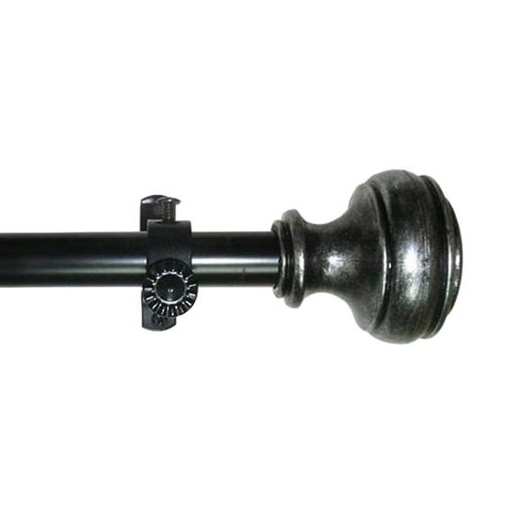 PowerSellerUSA Decorative Telescopic Metal Curtain Rod, 48 to 86 Inches Contemporary Round PVC Finials, Ultra Durable Brackets 3/4 Inch Diameter Drapery Rod for Window Treatment, Silver-Spherical