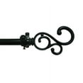 thumbnail image 1 of PowerSellerUSA Decorative Telescopic Metal Curtain Rod, 48 to 86 Inches Contemporary Round PVC Finials, Ultra Durable Brackets 3/4 Inch Diameter Drapery Rod for Window Treatment, Black-Scroll, 1 of 2