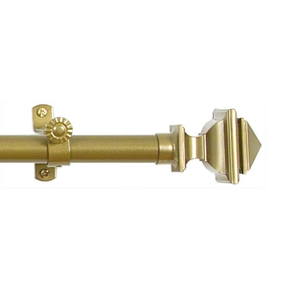 PowerSellerUSA Decorative Telescopic Metal Curtain Rod, 48 to 86 Inches Contemporary Round PVC Finials, Ultra Durable Brackets 3/4 Inch Diameter Drapery Rod for Window Treatment, Gold-Antique