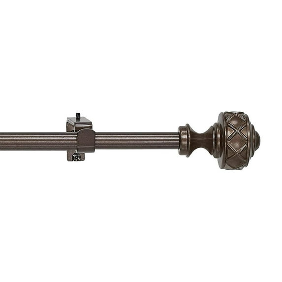 PowerSellerUSA Decorative Telescopic Metal Curtain Rod, 48 to 86 Inches Contemporary Round PVC Finials, Ultra Durable Brackets 3/4 Inch Diameter Drapery Rod for Window Treatment, Mocha-Lattice