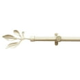 thumbnail image 1 of PowerSellerUSA Decorative Telescopic Metal Curtain Rod, 66" to 120" Contemporary Round PVC Finials, Ultra Durable Brackets 3/4" Diameter Window Drapery Rod, Cream/Gold - Leaf Finial, 1 of 6