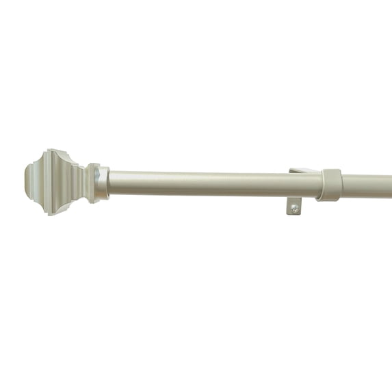 PowerSellerUSA Decorative Telescopic Metal Curtain Rod, 66" to 120" Contemporary Round PVC Finials, Ultra Durable Brackets 3/4" Diameter Window Drapery Rod, Nickel - Antique Finial