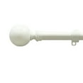 thumbnail image 1 of PowerSellerUSA Decorative Telescopic Metal Curtain Rod, 66" to 120" Contemporary Round PVC Finials, Ultra Durable Brackets 3/4" Diameter Window Drapery Rod, White - Spherical Finial, 1 of 7