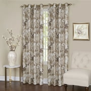 PowerSellerUSA Elegant Floral Polyester Blackout Single Window Curtain Panel, Grommet Modern Style Long Curtain for Bedroom, Dining Room, Living Room, 50"W x 63"L, Beige, 1 Panel