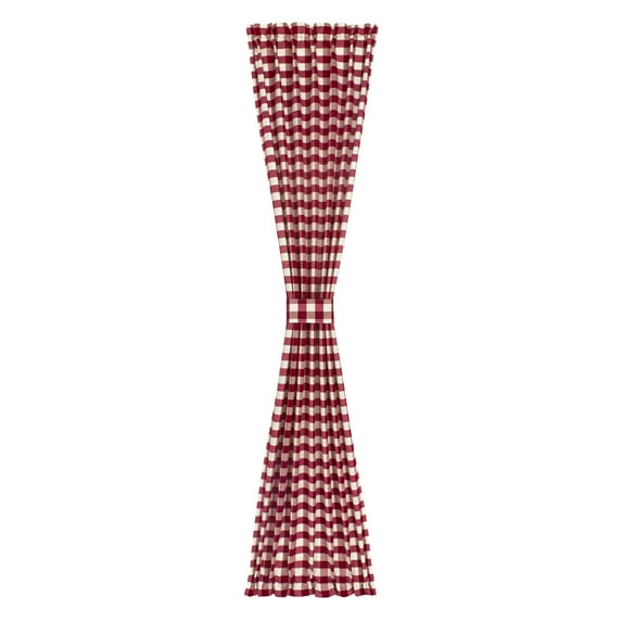 PowerSellerUSA French Door Curtain, Elegant Buffalo Plaid Curtains for Front Door, Classic Farmhouse Country Decor Plaid Gingham Checkered Design Door Curtains, 25" W x 72" L Single Panel, Burgundy