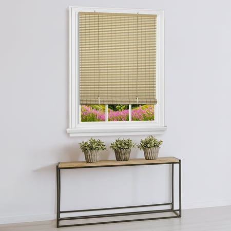 PowerSellerUSA Light Filtering Cordless Rollup Window Blinds, 72L x 30W Inches Oval Veranda Vinyl Roller Privacy Blind, Indoors-Outdoors Mount Simply Pull-Up from the Bottom Handrail, Beige