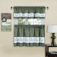 thumbnail image 1 of PowerSellerUSA Live, Laugh, Love 3-Piece Kitchen Curtains and Valance Set, Premium Buffalo Plaid Curtains, Gingham Tier Pair and Valance, Stunning Farmhouse Kitchen Decor, 58" W x 36" L, Green, 1 of 4
