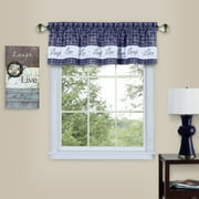PowerSellerUSA Live, Laugh, Love Curtain Valance for Windows, Premium Buffalo Plaid Curtains, Stunning Farmhouse Kitchen Decor, Window Curtain Valance, 58" W x 14" L, Navy Blue