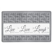 PowerSellerUSA Live Love Laugh, Embossed Anti-Fatigue Mat, Non-Slip Kitchen Floor Mat, Eco-Friendly PVC Foam, Water Resistant, Comfort Mat for Kitchen, Office, Bathroom, Laundry, 18" W x 30" L, Gray