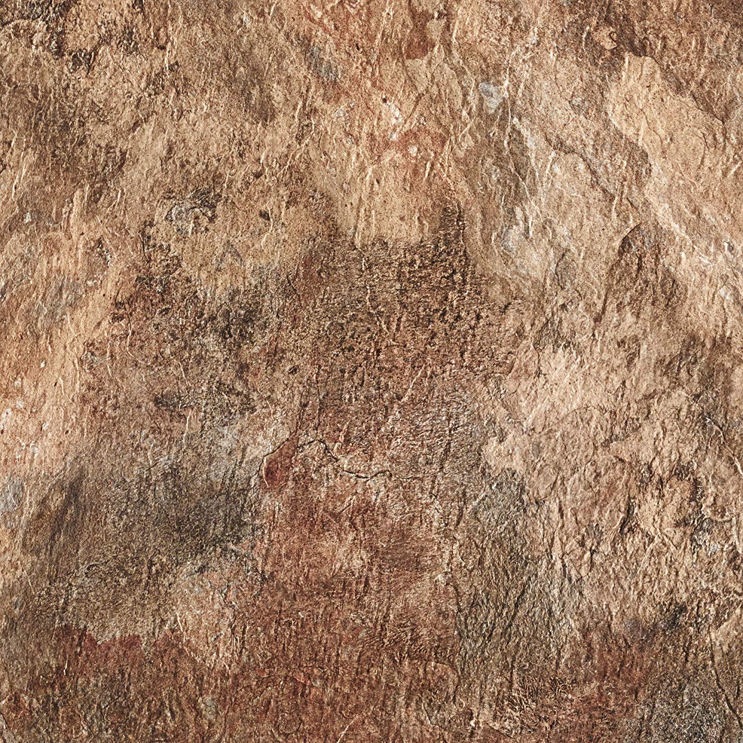 PowerSellerUSA Majestic 2mm 18"x18" Vinyl Tile, Rustic Copper Slate 1-Pack (10 Tiles) Self-Adhesive Peel & Stick Flooring, Waterproof Stone-Look for Kitchen Bathroom Basement