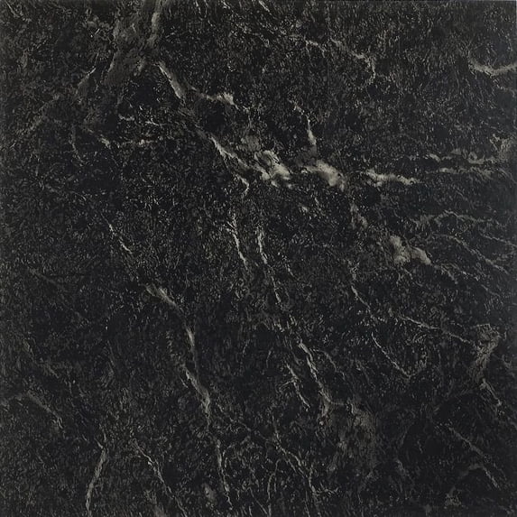 PowerSellerUSA Marble Black & Gray Marble Vinyl Floor Tiles Self Stick Peek Flooring 12'' x 12'' 1-Pack (20 Pieces)