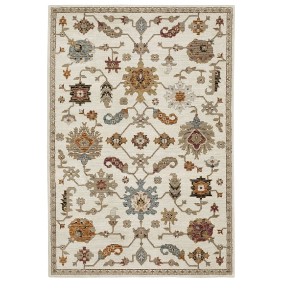 PowerSellerUSA Moretti Glow Collection 100% Polypropylene Area Rug, Modern Area Rug with Traditional Achromatic Design, Non-Slip Low-Pile Spot Clean Rugs for Hallway, Living Room, Bedroom