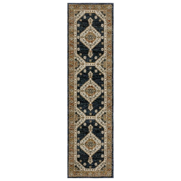 PowerSellerUSA Moretti Glow Collection 100% Polypropylene Area Rug, Modern Area Rug with Traditional Achromatic Design, Non-Slip Low-Pile Spot Clean Rugs for Hallway, Living Room, Bedroom