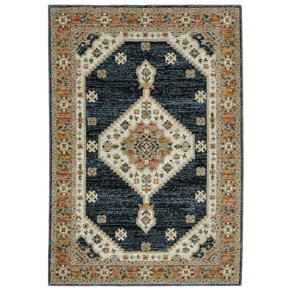 PowerSellerUSA Moretti Glow Collection 100% Polypropylene Area Rug, Modern Area Rug with Traditional Achromatic Design, Non-Slip Low-Pile Spot Clean Rugs for Hallway, Living Room, Bedroom