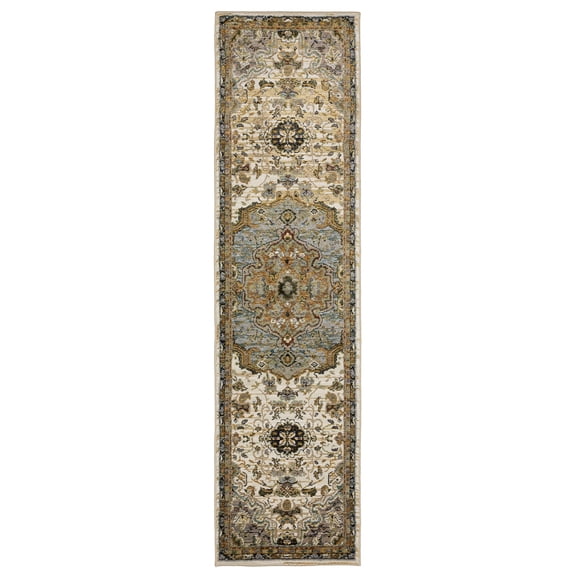 PowerSellerUSA Moretti Glow Collection 100% Polypropylene Area Rug, Modern Area Rug with Traditional Achromatic Design, Non-Slip Low-Pile Spot Clean Rugs for Hallway, Living Room, Bedroom