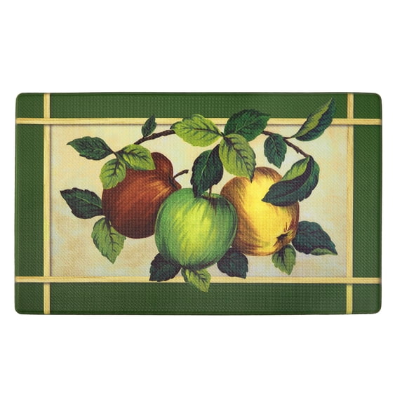 PowerSellerUSA Printed Anti Fatigue Mat, Non Slip Printed Textured Comfort Standing Floor Mats for Living, Dining Room, Bedroom, Kitchen, Office, Work (18x30 in., Three Apples)