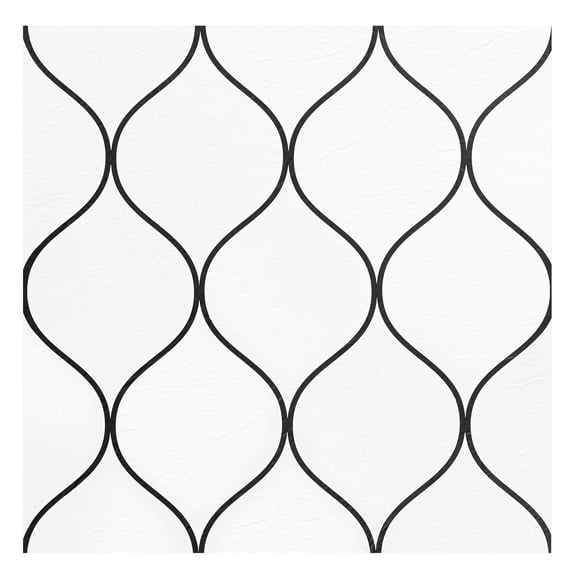 PowerSellerUSA Self-Stick Vinyl Modern Geometric Floor Tiles Ultra Durable 1.5mm Thick Tiles, 2-Pack/40 Square Ft., 12" x 12", White/Black Lattice