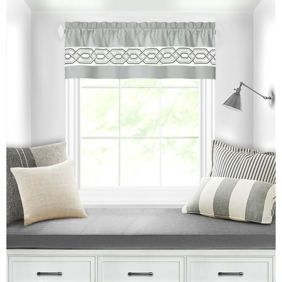 PowerSellerUSA Sleek & Clean Minimalist Two-Tone Kitchen Window Curtain Valance with Rod Pocket Top, Perfect for Livingroom or Kitchen Decor, 55" W x 13" L