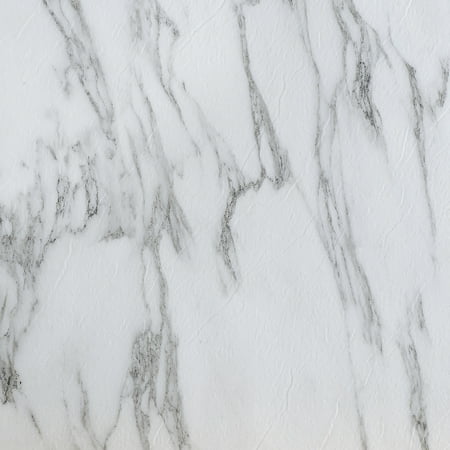 PowerSellerUSA Tivoli Self Adhesive Vinyl Floor Tiles, 45 Pcs Contemporary Peel and Stick Tile, 12" x 12" Square DIY Flooring Tiles for Kitchen, Bedroom, Bathroom - Bianco Marble