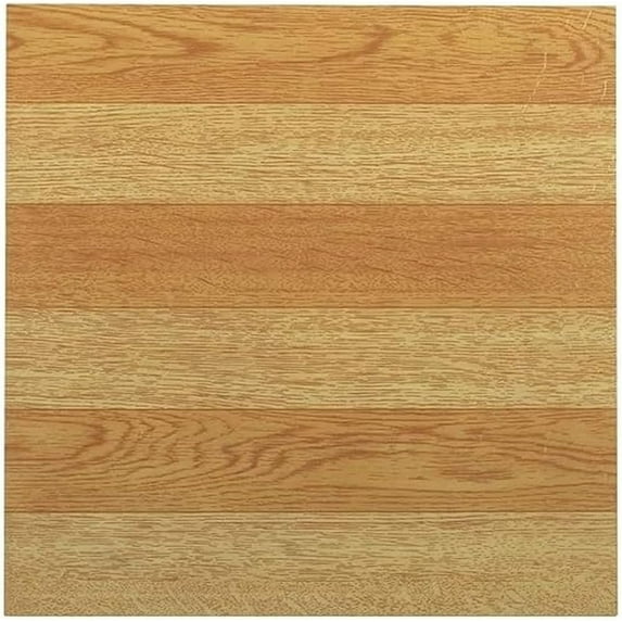 PowerSellerUSA Tivoli Self Adhesive Vinyl Floor Tiles, 45 Pcs Contemporary Peel and Stick Tile, 12" x 12" Square DIY Flooring Tiles for Kitchen, Bedroom, Bathroom - Light Oak Plank