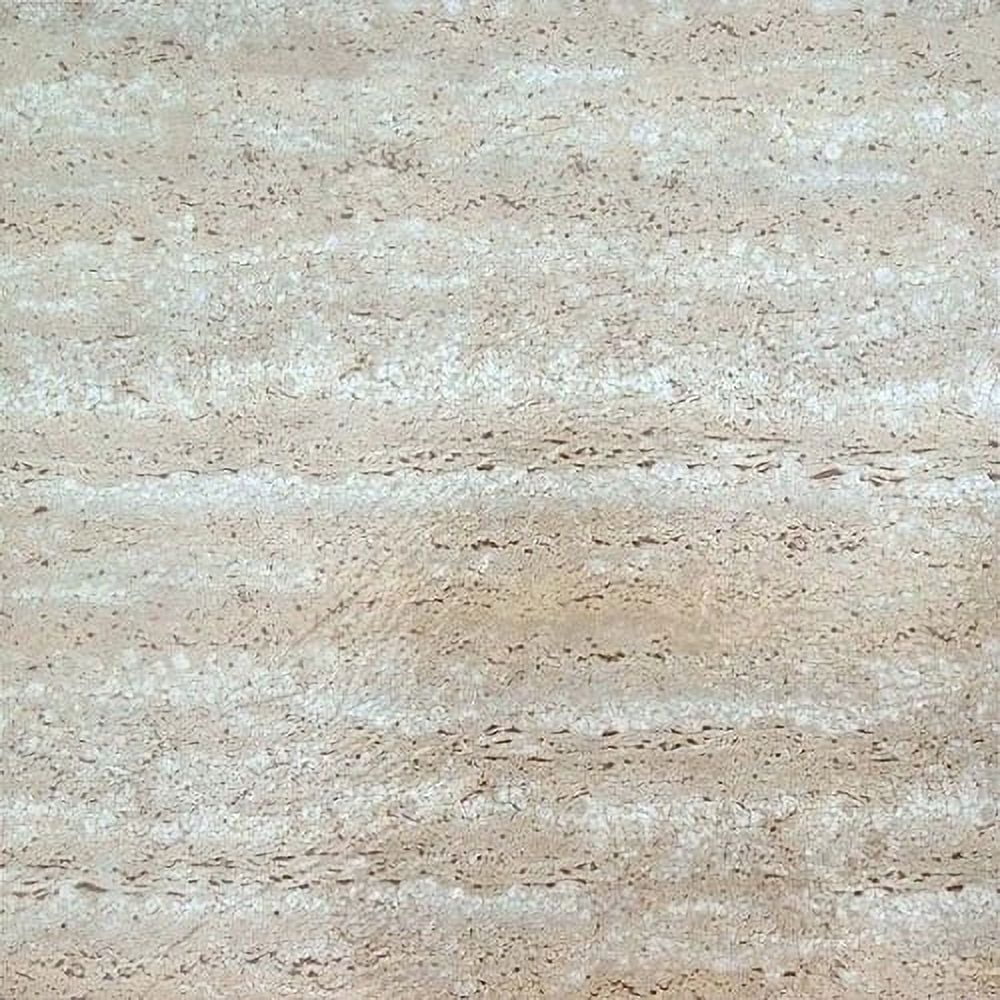 PowerSellerUSA Travertine Beige Marble Vinyl Floor Tiles Self Stick Peek Flooring  12'' x 12'' 5-Pack (100 Pieces)