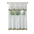 thumbnail image 1 of PowerSellerUSA Two-Tone Tier Pair Panels and Valance Kitchen Curtains Set for Kitchen Windows, Living Room, Dining Room and Basement, Diamond Design with Tuck Buttoned Valance, 58" W x 36" L, Taupe, 1 of 5
