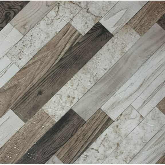 PowerSellerUSA Vinyl Self Adhesive Floor Tiles, 20 Pcs 12x12 inches with 1.2 mm Thickness Contemporary Rustic Mixed Peel and Stick Floor Tile Stickers, Square Flooring Tiles for Kitchen, Planks
