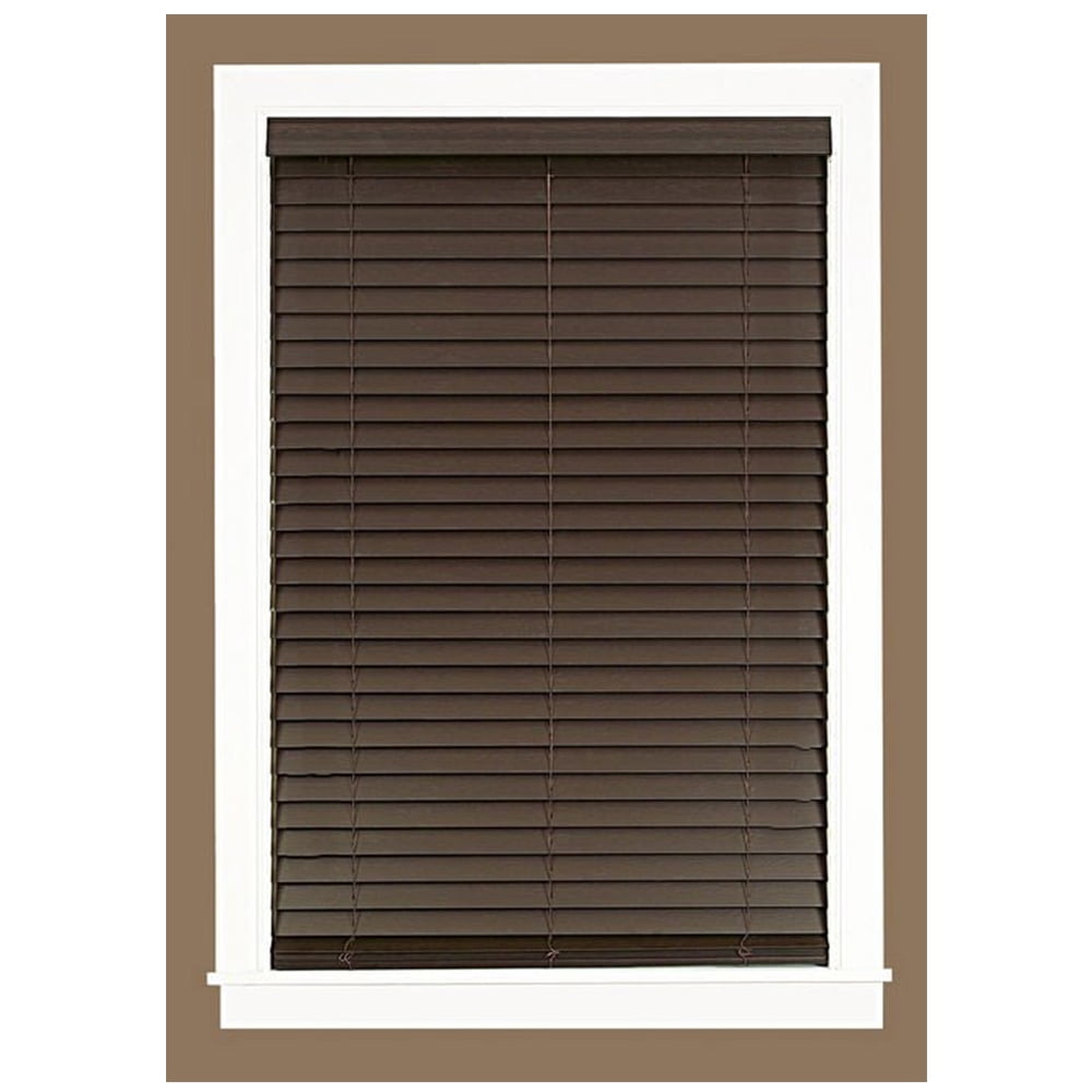 PowerSellerUSA Window Cordless Blinds 2" Slats, Faux Wood Mahogany Plantation Room Darkening Vinyl Window Blinds, Push-Pull Mini Blind, Anti-UV Window Coverings, Fits Windows 64"L x 23"W, Mahogany
