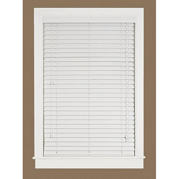 PowerSellerUSA Window Cordless Blinds 2" Slats, Faux Wood Mahogany Plantation Room Darkening Vinyl Window Blinds, Push-Pull Mini Blind, Anti-UV Window Coverings, Fits Windows 64"L x 35"W, White