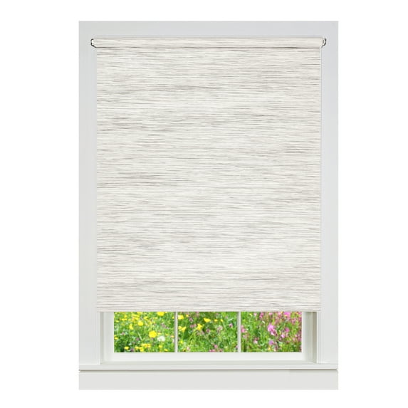 PowerSellerUSA Window Cordless Shades Outside Mount, 72"L x 29"W Light Filtering Free Privacy Window Treatments Solid Roller Shades, Natural Woven Jute Paper-Polyester Blend, Silver