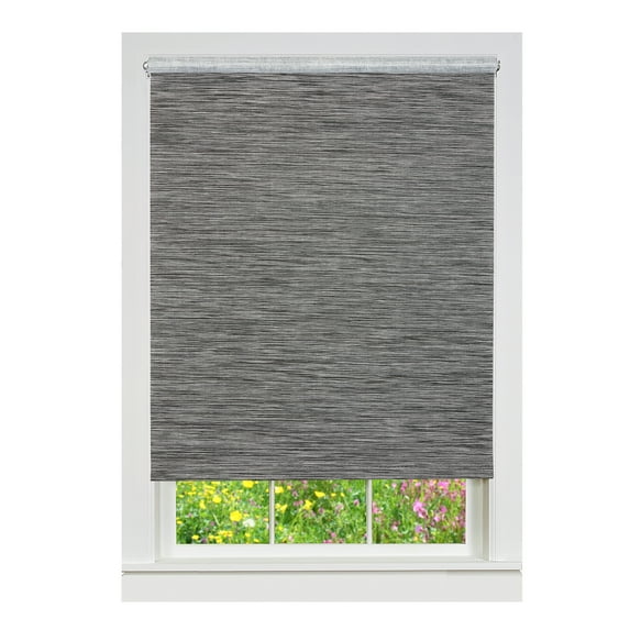 PowerSellerUSA Window Cordless Shades Outside Mount, 72"L x 36"W Light Filtering Free Privacy Window Treatments Solid Roller Shades, Natural Woven Jute Paper-Polyester Blend, Ash