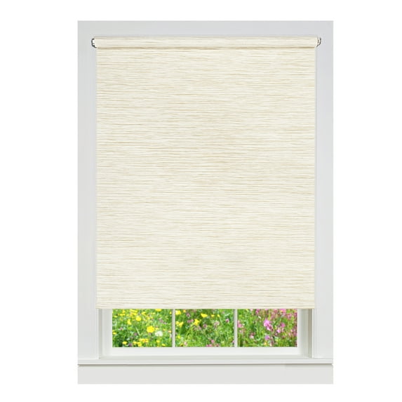 PowerSellerUSA Window Cordless Shades Outside Mount, 72"L x 48"W Light Filtering Free Privacy Window Treatments Solid Roller Shades, Natural Woven Jute Paper-Polyester Blend, Linen