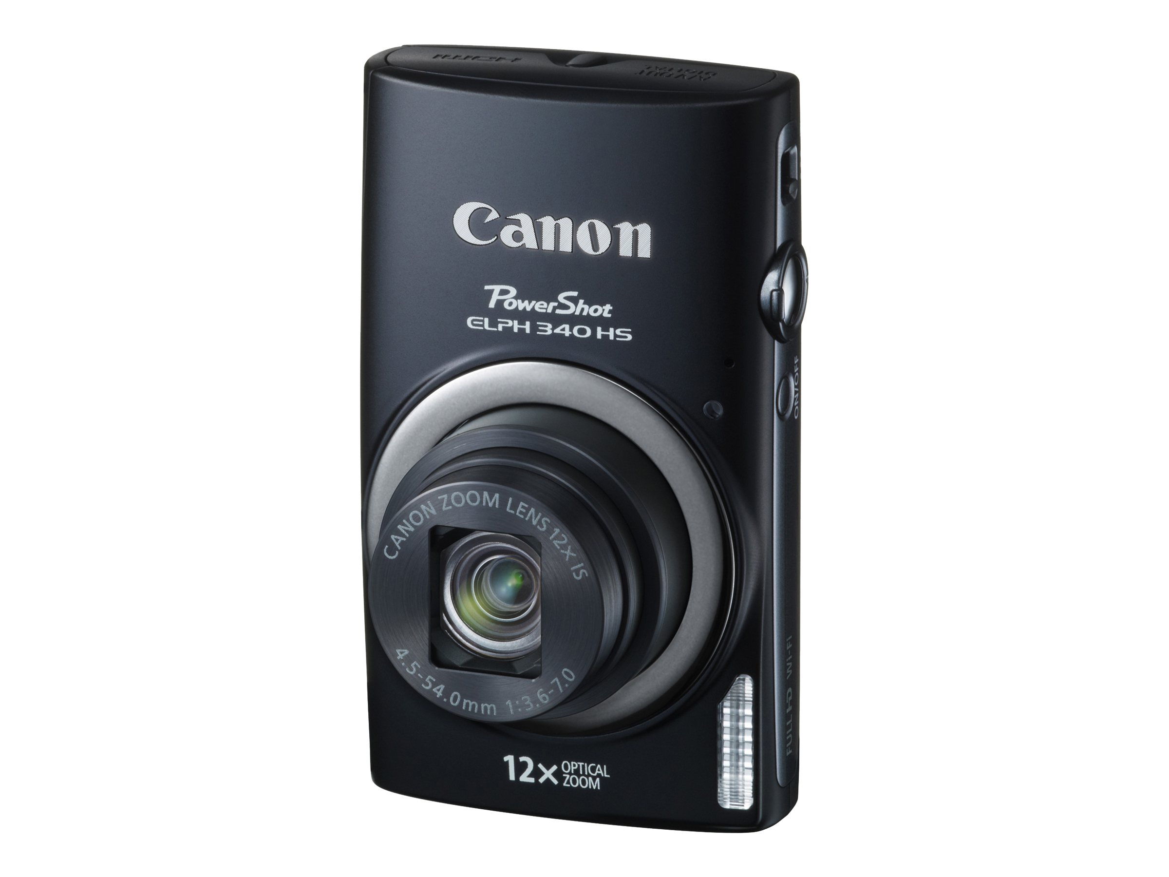 Canon PowerShot ELPH 340 HS - Digital camera - compact - 16.0 MP - 1080p - 12x optical zoom - Wireless LAN - black - image 1 of 4