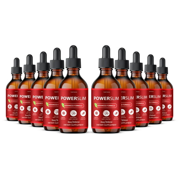 PowerSlim Drops Liquid Supplement, Power Slim Supplement, All Natural Formula, Overall Wellness & Energy 60 mL (10 Pack)