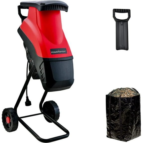 PowerSmart 1.77" 15-Amp 120V Electric Wood Chipper Shredder, with Collecting Bag