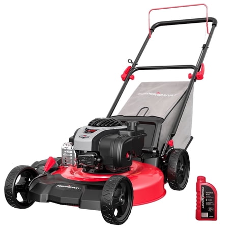 PowerSmart 140CC Briggs & Stratton Engine Gas Push Lawn Mower, 21 inches Cutting Blade, 6-Position Height Adjustment