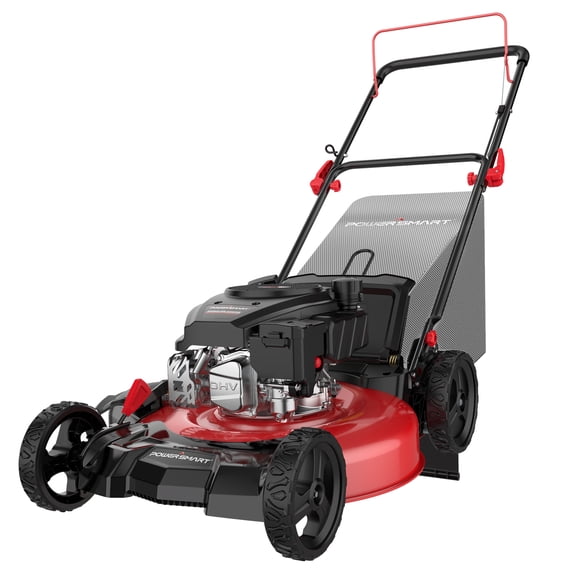 PowerSmart 144CC Engine Gas Push Lawn Mower, 21 inches Cutting Blade, 6-Position Height Adjustment