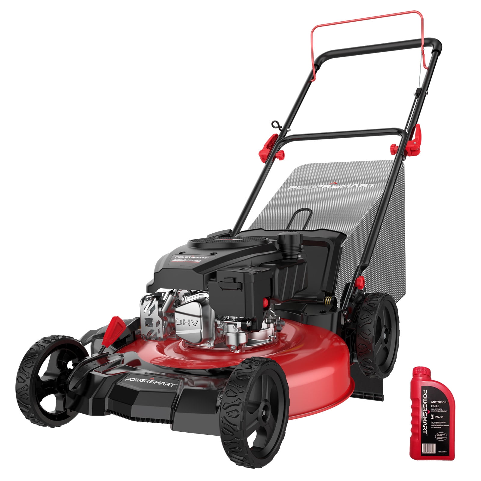 Free Shipping! PowerSmart 144CC Engine Gas Push Lawn Mower, 21 inches Cutting Blade, 6-Position Height Adjustment
