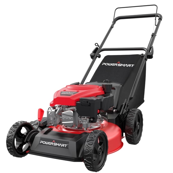 PowerSmart 18" 144CC Gas-Powered 3-in-1 Walk Behind Lawn Mower  Easy Start, Foldable, Ideal for Yards Up to 1/4 Acre