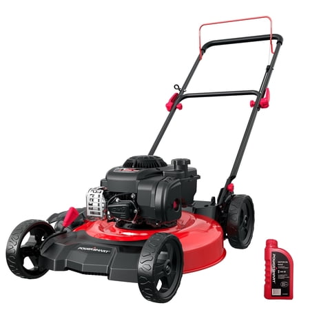 PowerSmart 2-in-1 Gas Push Lawn Mower 18-inch 144cc Engine, 6-Position Height Adjustment