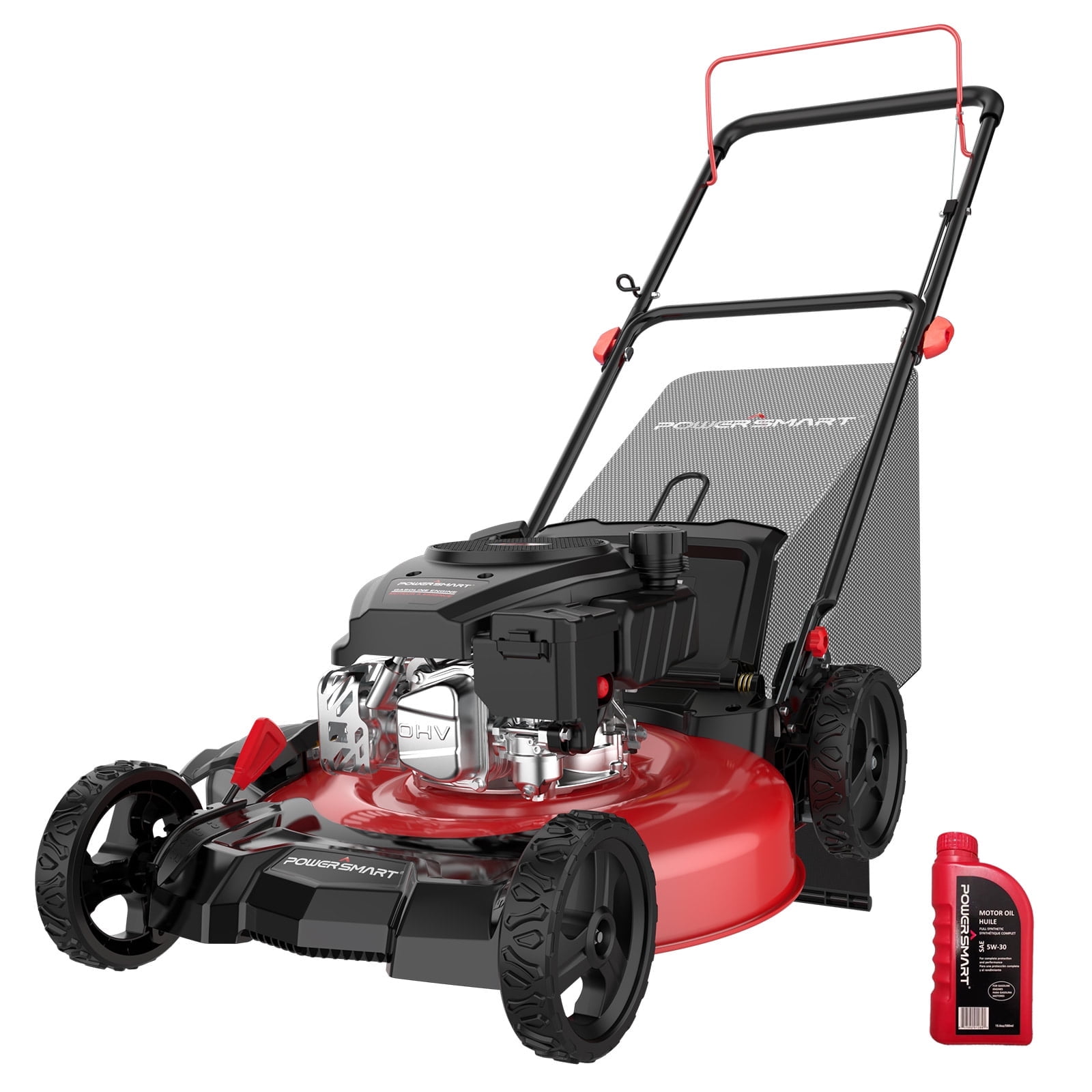 PowerSmart 21" 144cc Gas Push Lawn Mower , with 6-Position Height Adjustment, 3-in-1 Cutting