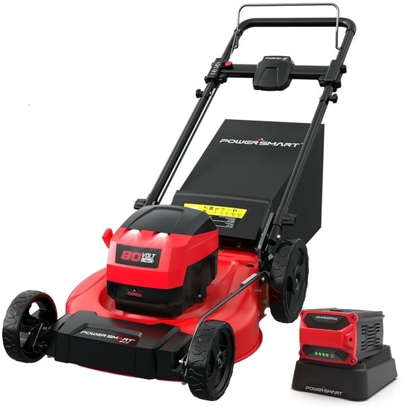 PowerSmart 3-in-1 21" 6A 80V Cordless Lawn Mower, Brushless Motor, 6 Position Height Adjustment
