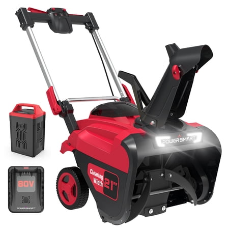 PowerSmart 21" 80V Cordless Snow Blower, 6.0Ah Battery Powered Snow Thrower