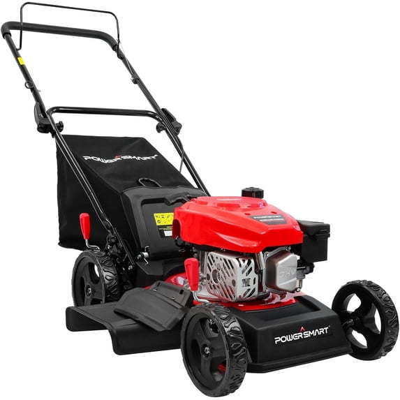 PowerSmart 3-in-1 18-inch Gas Push Lawn Mower with 144cc Engine, 6-Position Height Adjustment