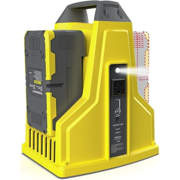 PowerSmart 300W Portable Power Station Inverter with 2PCS 40V Battery Replacement and Charger Outdoor DC input