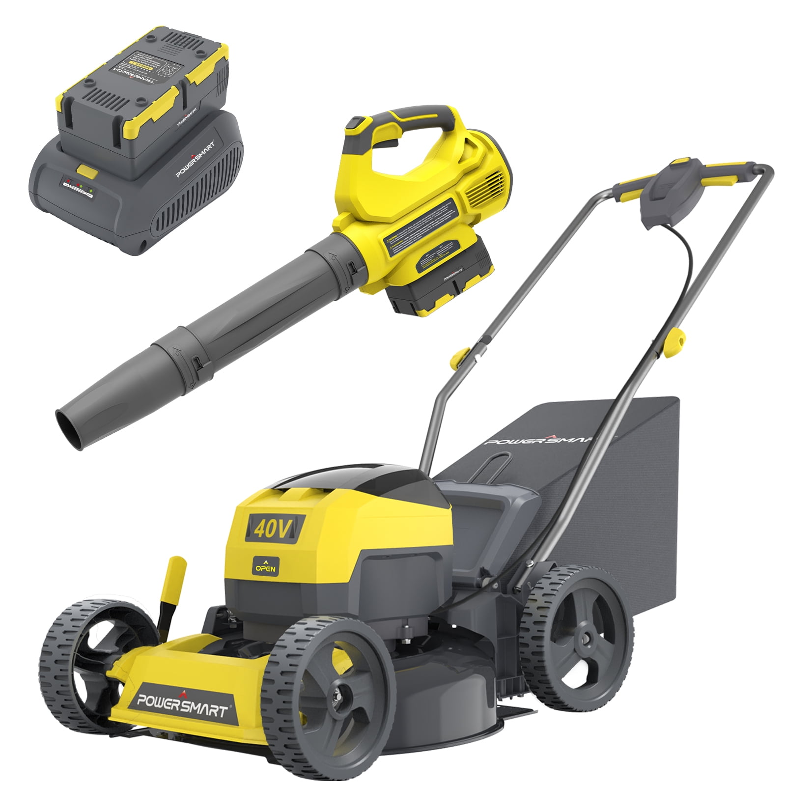 PowerSmart 40V Push Lawn Mower Kit with Leaf Blower (2Tool)