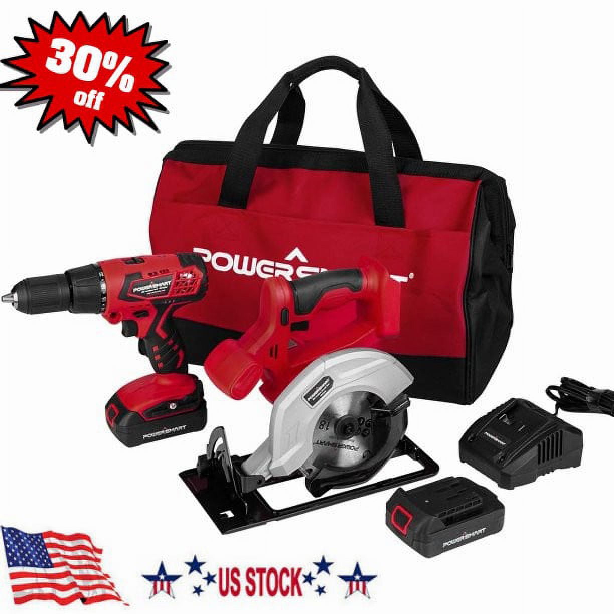 PowerSmart Cordless Circular Saw Combo Kit 20V MAX Cordless Drill and